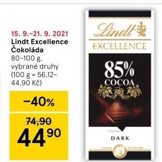 Čokoláda Excellence Lindt