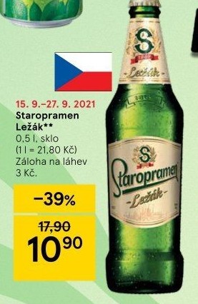 Pivo ležák Staropramen