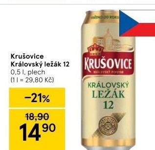Pivo světlý ležák Královská 12° Krušovice