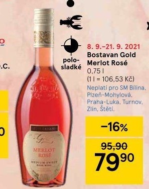 Víno Merlot Rosé Gold Bostavan