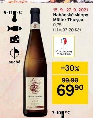 Víno Müller Thurgau Habánské sklepy