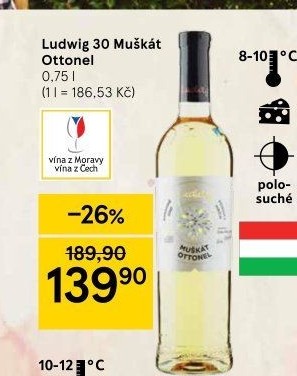 Víno Muškát Ottonel Ludwig 30 Vinařství Ludwig - pozdní sběr