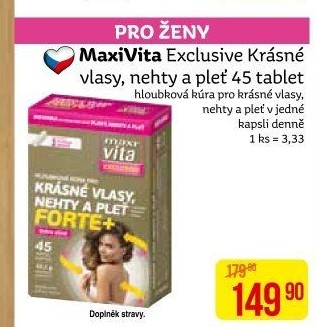 Doplněk stravy Krásné vlasy, nehty a pleť Forte + Exclusive MaxiVita