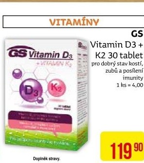 Doplněk stravy Vitamín K2+D3 GS