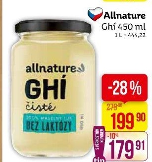 Přepuštěné máslo Ghí Allnature