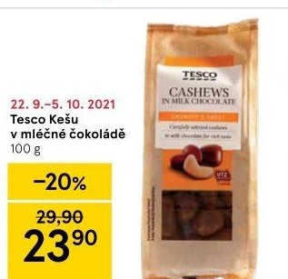 Kešu v čokoládě Tesco