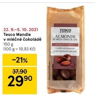 Mandle v čokoládě Tesco