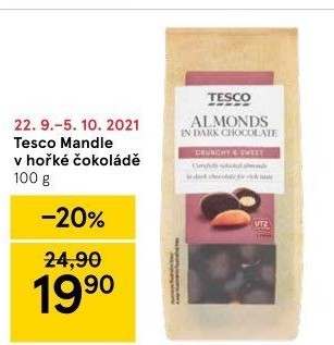 Mandle v čokoládě Tesco