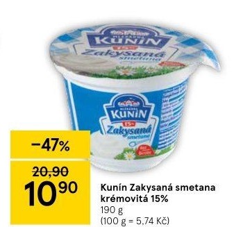 Zakysaná smetana krémovitá Kunín 15%