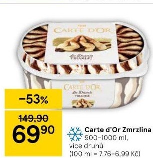 Zmrzlina ve vaničce Carte D'