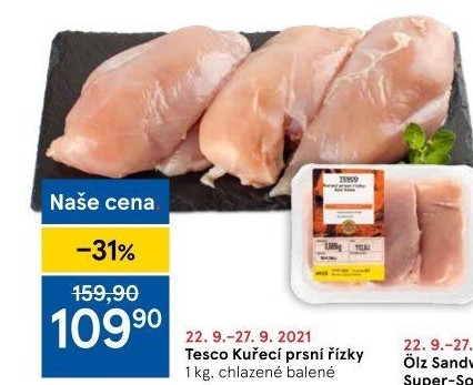 Kuřecí prsní řízky Tesco