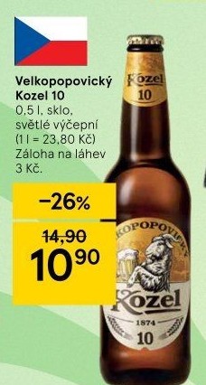 Pivo světlé výčepní 10°Velkopopovický Kozel