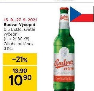Pivo světlé výčepní Budweiser Budvar