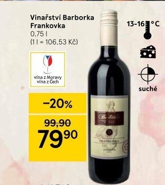 Víno Frankovka Vinařství Barborka