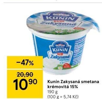 Zakysaná smetana krémovitá Kunín 15%