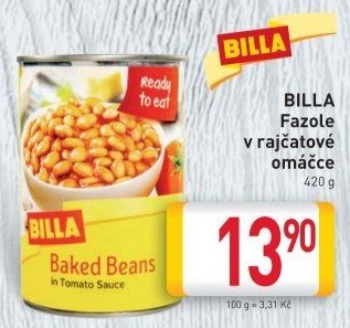 Fazole bílé v rajčatové omáčce Billa