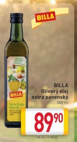 Olivový olej extra panenský Billa