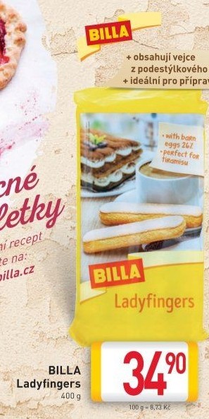 Piškoty cukrářské Ladyfingers Billa
