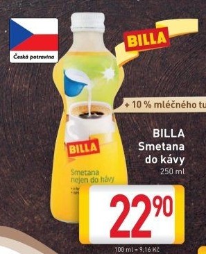 Smetana do kávy Billa