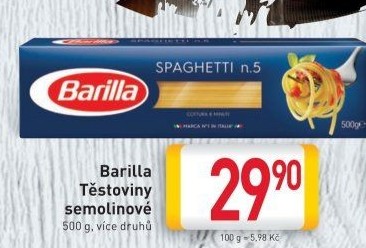 Těstoviny semolinové Barilla