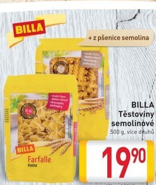 Těstoviny semolinové Billa