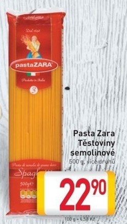 Těstoviny semolinové Pasta Zara