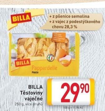 Těstoviny vaječné Billa