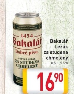 Pivo světlý ležák za studena chmelený Bakalář