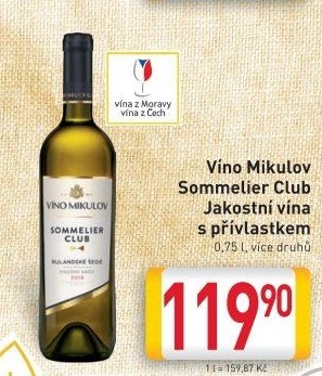 Vína Sommelier Club Víno Mikulov - přívlastková