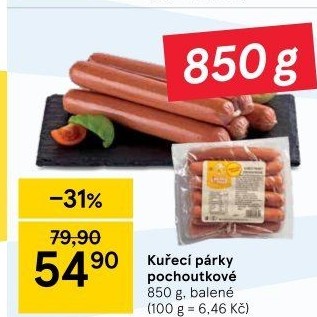 Párky kuřecí pochoutkové DZ Klatovy
