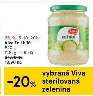 Zelí bílé sterilované Viva Gourmet