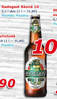Pivo světlé výčepní Rázná 10° Radegast