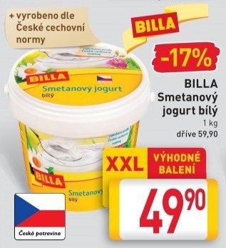 Bílý jogurt smetanový Billa