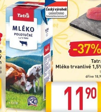 Mléko trvanlivé Tatra - 1,5% polotučné