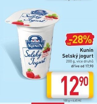 Ochucený jogurt selský Kunín
