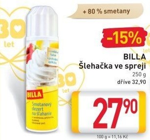 Šlehačka ve spreji Billa