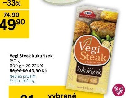 Kukuřízek Vegi steak Veto Eco