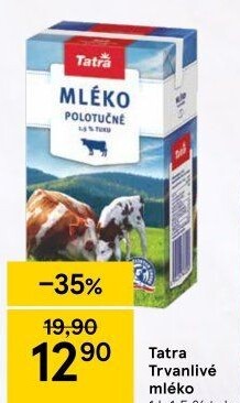 Mléko trvanlivé Tatra - 1,5% polotučné