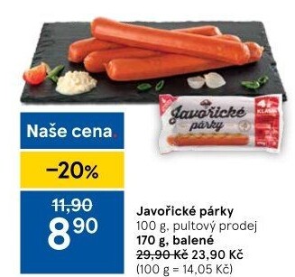 Párky javořické Kostelecké uzeniny