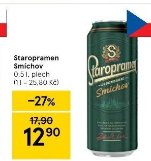 Pivo světlé výčepní 10° Smíchov Staropramen