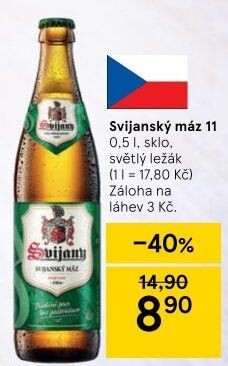 Pivo světlý ležák 11° Svijanský Máz Svijany