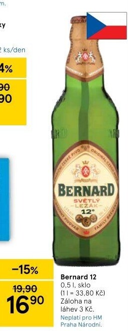 Pivo světlý ležák 12° Bernard