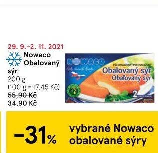 Sýr obalovaný mražený Nowaco