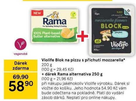 Veganská Mozzarella cihla Violife
