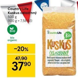 Kuskus celozrnný bio Country Life