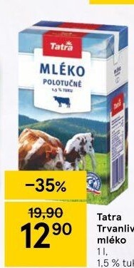 Mléko trvanlivé Tatra - 1,5% polotučné