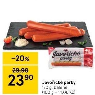 Párky javořické Kostelecké uzeniny