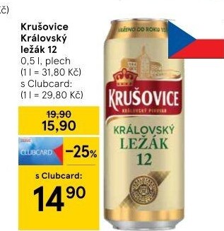 Pivo světlý ležák Královská 12° Krušovice