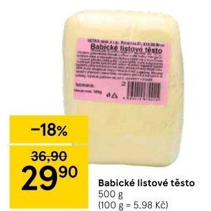 Těsto listové babické Šetra