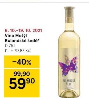 Víno Rulandské šedé Motýl Víno Mikulov